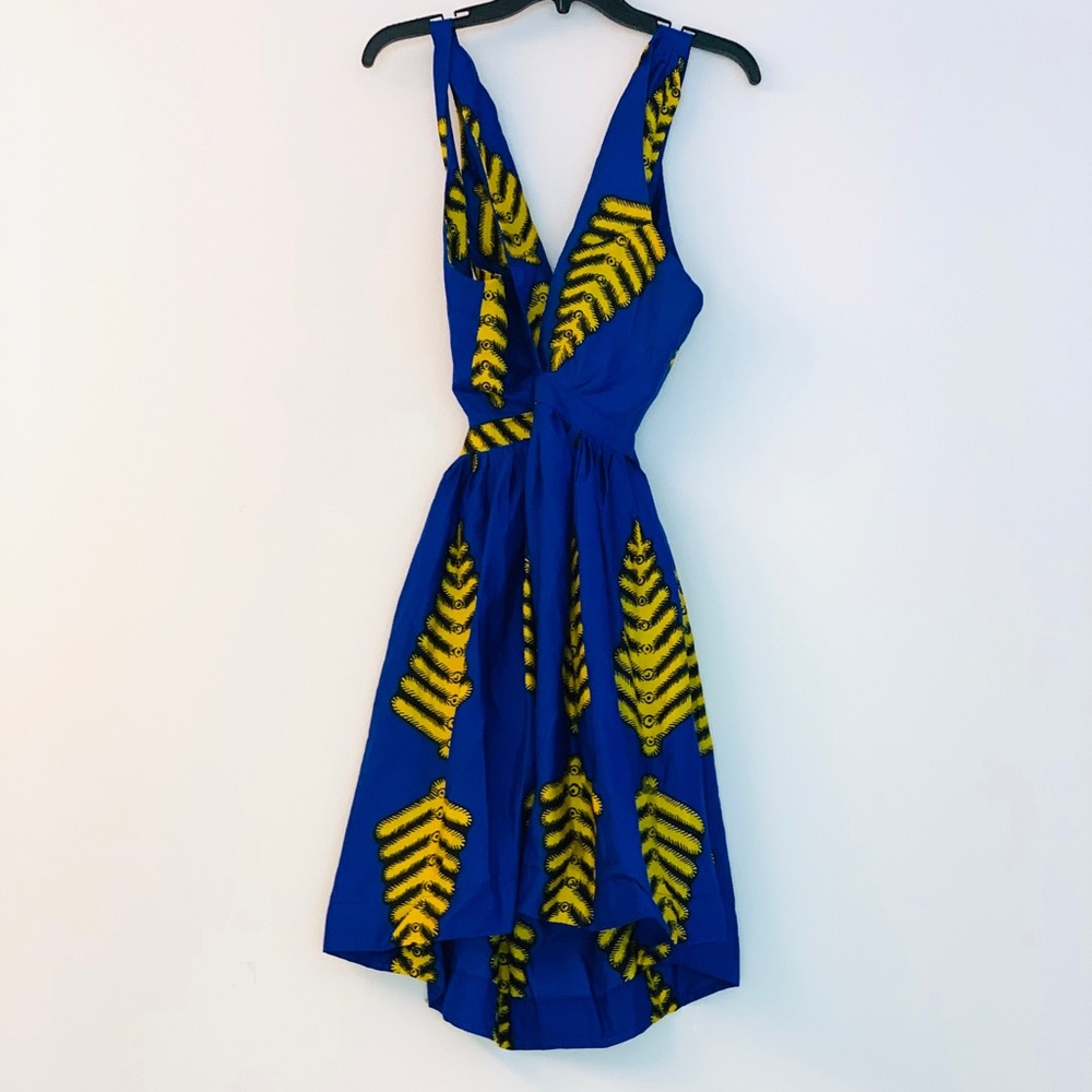 African Crossneck Open Back Dress